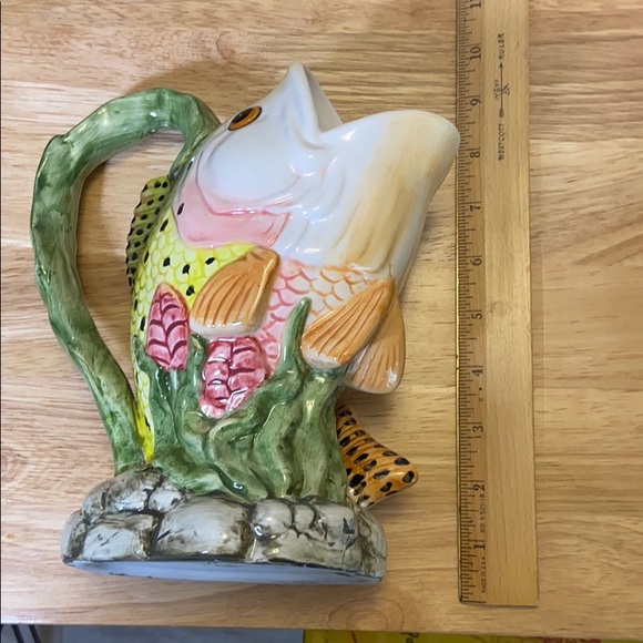 Vintage Fish Pitcher Polychrome Ceramic Chinese - Picture 9 of 10